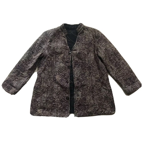Handmade Reversible Quilted Block Print Jacket Women’s Medium Large M L Black - Picture 6 of 16